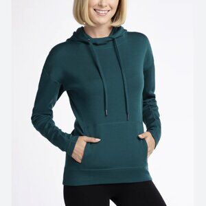 Woolx Callie Hoodie 100% Australian Merino Wool Pullover Blue Teal Size Large